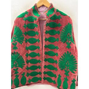 เสื้อแจ็คเก็ตกำมะหยี่แบบกลับด้านได้ รุ่น Crimson Garden สีแดงอมน้ำตาลและสีเขียวป่า ขนาด XL สำหรับฤดูใบไม้ร่วง - Product Image 3