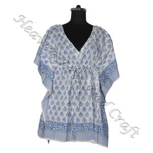 Kaftan de algodón con estampado de bloque de mano caftán indio hecho a mano KFCS127 Abaya Kaftan caftan árabe Jalabiya Dubai moda estampado de bloque de mano - Product Image 6