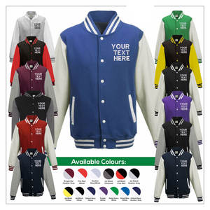 Chaqueta universitaria personalizada para hombre al por mayor, transpirable, fina, de largo, de diseño liso con cuello levantado, chaqueta en blanco estilo callejero - Product Image 1