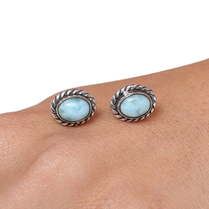 925 solide de haute qualité Designe meilleure qualité boucles d'oreilles en argent Sterling 925 à la main pierres précieuses Spinner Larimar boucles d'oreilles bijoux - Product Image 1