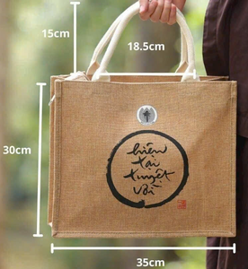 Bolsa de Yute Ecológica Reutilizable con Logotipo Personalizado Impreso y Laminado, con Asa de Bambú, Solución de Compras Sostenible, Envío Rápido, En Stock - Product Image 5