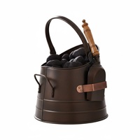 Seau à charbon en fer métallique finition bronze antique, ensemble de cheminée fait main de haute qualité et accessoires, seau à charbon avec poignée
