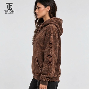 Premium <b>women</b>’s distressed <b>hoodie</b> featuring <b>soft</b> fabric, vintage fading, relaxed fit, and trendy worn details for modern - Product Image 5