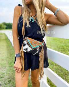 Best Seller Autumn Custom Western Bohemian Cowgirl Style Tassel Leather <b>Sling</b> Bag with Customizable Color at Wholesale Price - Product Image 5