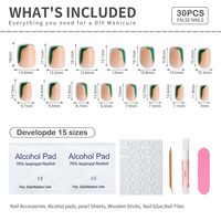 Herfst Press-on Nagels Korte Vierkante Nude Groene Nagels met Gouden Strepen Modieuze Glansrijke Acryl Kunstnagels Groothandel