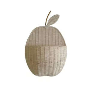 Décorations murales, panier à fruits vintage tissé à la main, décoration murale en rotin, panier de rangement suspendu - Product Image 2
