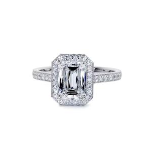 Anillo de diamante cultivado en laboratorio de corte esmeralda de 10K, joyería de diamante creada en laboratorio de 6x8mm, anillo de compromiso de claridad VS1 de Color F para ella - Product Image 2