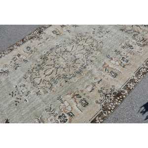 Alfombra turca vintage Beige Marrón 5,4 X 9.3ft Tejido plano de lana con patrón de retazos para decoraciones de sala de estar - Product Image 5