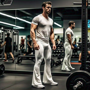 Men's Compression <b>Flare</b> <b>Leggings</b> for Workout Bodybuilder Fitness Wear with Flared Pants Exercise <b>Flare</b> <b>Legging</b> - Product Image 2