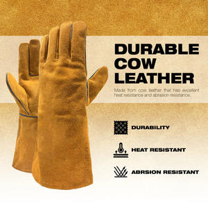 Guantes de soldadura de cuero dividido de piel de vaca de alta calidad, guantes de seguridad para barbacoa ignífugos resistentes al calor de larga duración - Product Image 5