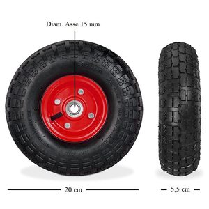 Rueda neumática negra/roja de 210mm, 21cm de diámetro, eje de 20mm, carro de repuesto, carretilla, piezas de rueda de Mini Moto - Product Image 2