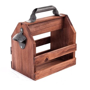 Soporte de botella de Metal de diseño único de alta calidad, accesorio multiusos para Bar y Picnic con acabado de madera para carrito de cerveza - Product Image 3