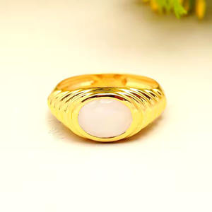 แหวนพลอยสีรุ้งรูปวงรีตัดรูปวงรีเป็น925เงินสเตอร์ลิงชุบทองดีไซน์คลาสสิกอินเทรนด์สำหรับงานแต่งงานของผู้หญิง - Product Image 2