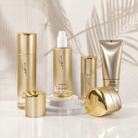 Ensemble de flacons cosmétiques en verre doré Mingsheng avec couvercle à vis, pot à crème, pompe à sérum, flacon à lotion, flacon à toner 30g 50g 50ml 100ml 120ml