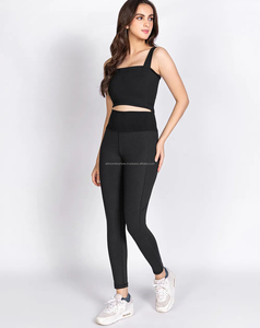 Conjunto de Yoga de 2 Piezas para Mujer, Cuello en V, Logotipo Personalizado en la Parte Delantera, Cintura Alta, Elástica, Secado Rápido, Transpirable, Spandex/Nailon 3D - Product Image 1