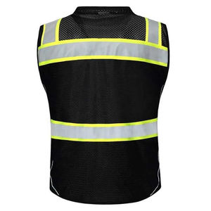 Gilet de sécurité réfléchissant à haute visibilité 100% polyester, fermeture éclair avant, gilet de sécurité pas cher avec logo - Product Image 3