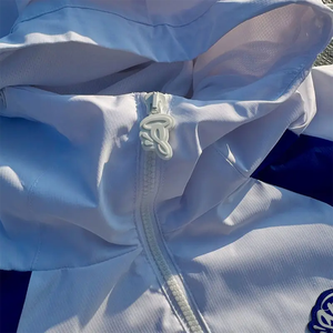 Conjunto de pantalones cortos cortavientos de estilo personalizado, chaqueta transpirable de tela plisada a cuadros, pantalones cortos, traje de invierno con cremallera, trajes de chándal de 2 piezas - Product Image 3