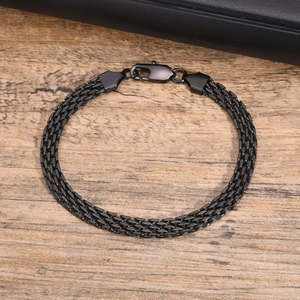 Bracelet anti-ternissement en maille d'acier inoxydable pour homme Bijouterie plaquée or avec nouveau design tressé anti-ternissement or couleur argent - Product Image 3