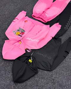 Conjunto de Sudadera con Capucha y Pantalones Deportivos Oversize de Forro Polar Rosa Y2K con Cremallera para Hombre, Estilo Urbano, con Logotipo Personalizado, para Invierno - Product Image 5