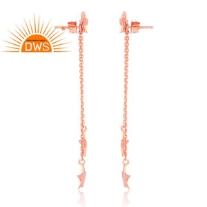 Pendientes de Plata de Ley chapados en oro rosa hechos a mano, diseño de estrella de piedras preciosas de topacio blanco Natural, joyería para mujer, regalo para - Product Image 3