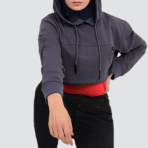 Sudadera con Capucha Corta para Mujer, de Felpa de Alta Calidad, con Logotipo Personalizado, Color Liso, de Algodón, Talla Grande - Product Image 1