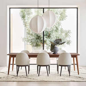 Silla de madera para comedor de lujo moderna, tela ligera para el hogar, restaurante, entrada de Villa, ocio para hoteles, escuelas, centros comerciales inspirados en Japón - Product Image 5