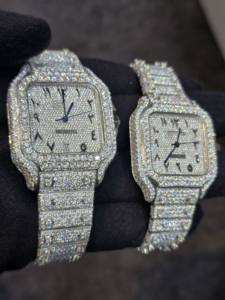 Wholesale Iced Out VVS Moissanite Watch for <b>Men</b> & Women Roman Numeral Dial with <b>Bracelet</b> Clasp Passes Diamond Tester combo watch - Product Image 2