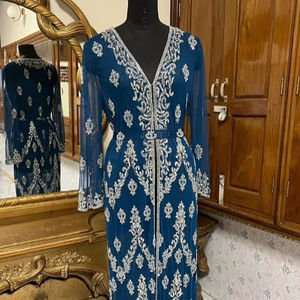 Caftán Marroquí Recto de Dubái, Abaya Árabe Modesta, Maxi Vestido con Detalles Bordados a Mano, Vestido de Novia, Ropa de Fiesta, Estilo Playero, ODM - Product Image 1