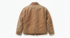 Chaqueta de trabajo de mezclilla lavada para hombre con forro a cuadros de poliéster/algodón, cremallera y bolsillo en el pecho, ideal para trabajo de campo. - Product Image 3