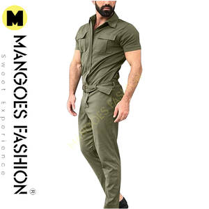 Monos informales para hombre, mono de manga corta con cremallera, ropa de trabajo básica, mono informal ajustado, pantalones de construcción para comodidad - Product Image 6