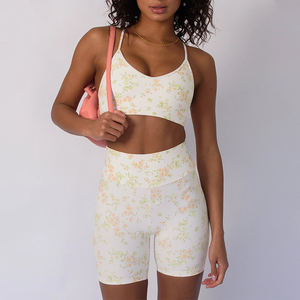 Ensemble de 2 pièces de tenues de yoga personnalisées OEM Leggings de yoga pour femmes soutien-gorge croisé pantalon de yoga taille haute vêtements de fitness et d'entraînement de gymnastique - Product Image 1