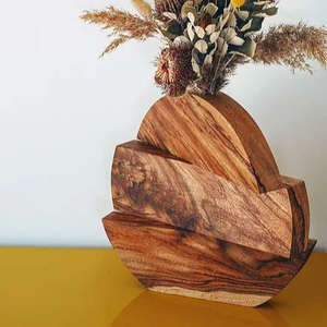 Acacia Wood Modern Design <b>Planter</b> vase Eco-Friendly Handmade Decorative Flower Vase <b>Large</b> Size Tabletop Vase Customizable Shape - Product Image 1