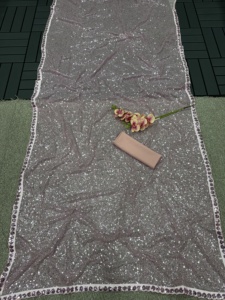 Magnifique Saree de fête brodé de paillettes en georgette pour mariage et fête pour femmes à prix abordable - Product Image 5