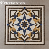 Mosaïque géométrique en marbre découpée au jet d'eau PerfectStone sur mesure pour les projets de revêtements de sol de luxe pour hôtels et centres commerciaux