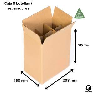 Cajas Rígidas para 6 Botellas de Vino con Separadores de Rejilla, Medida Interna 23,5 x 15,5 x 31,5 cm - Product Image 2
