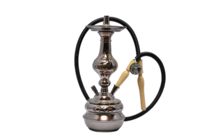 Authentique chicha égyptienne artisanale Khalil Mamoon en métal argenté gravé, avec tuyau (49 cm) - Product Image 6