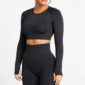 Ensembles de yoga et de sport pour femmes sur mesure en gros / Qualité supérieure 100% coton, vêtements de sport sans couture, ensemble de fitness pour femmes - Product Image 2