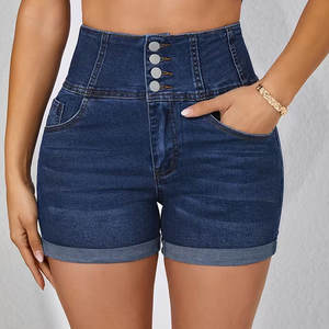 Produit le plus vendu en ligne Shorts en jean pour femmes Matériel personnalisé Fabriqué avec une étiquette privée personnalisée Short en jean pour femmes - Product Image 5