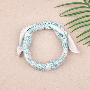 Bandana en coton bohème à imprimé en blocs, écharpe unisexe, bandeau de plage - Product Image 6