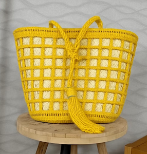 Bolso de paja marroquí tejido a mano con ganchillo colorido | Bolsa de playa y mercado personalizable | Estilo de cesta francesa Bohemia - Product Image 5