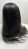 Perruques lisses en cheveux humains indiens vierges pour Lace Front, densité 180%, technique de fabrication sans colle, longueur moyenne, peuvent être teintes