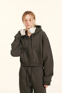 Haut court à capuche à manches longues pour femme, de haute qualité, anti-boulochage, respirant, 100 % coton, style streetwear, hiver - Product Image 2