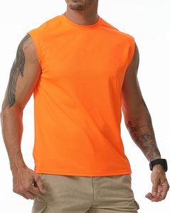 T-shirt personnalisé en coton épais avec col rond et broderie surdimensionnée Débardeur grande taille à épaules tombantes pour hommes - Product Image 1