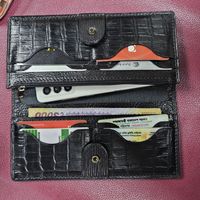 Dompet Kulit Asli Panjang Buatan Tangan Berkualitas Tinggi dengan Kancing, Motif Hewan, Lapisan Nilon, Gaya Fashion, Kapasitas Besar, Buatan Bangladesh