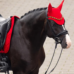 Bonnet d'oreille pour cheval de fabrication pakistanaise de qualité supérieure, léger, respirant, lavable, voile anti-mouches en crochet, parfait pour l'équitation élégante - Product Image 5