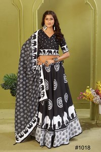 NEW LHENGA CHOLI <b>SET</b> for NAVRATRI PARTY MODERN COTTON ELEPHANT PRINTED BLACK LEHENGACHOLI with DUPATTA - Product Image 5