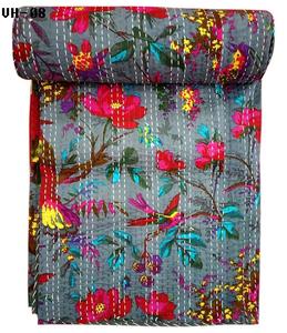 Print Indian Animal Kantha Quilt 100% Soft Cotton Handmade Kantha <b>Bedcover</b> Blanket Gudari Kantha Quilt for Sale Gift - Product Image 1