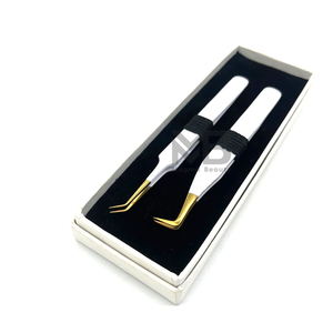 กล่องกระดาษแข็งเคลือบสีขาวแบบสองแหนบคุณภาพสูงมาก สำหรับแหนบต่อขนตา พร้อมชื่อแบรนด์ตามสั่ง - Product Image 2