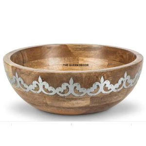 Bol en bois rond, finition brune, décoratif, pour servir, maison et cuisine, best-seller, accessoire de décoration intérieure - Product Image 1