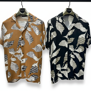 Chemise à manches courtes pour homme, motif floral moderne, coupe décontractée, tissu satiné léger, design estival élégant, vêtements décontractés, vacances - Product Image 3